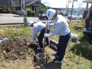 インターンシップ・職場体験の様子（現地浸透試験）